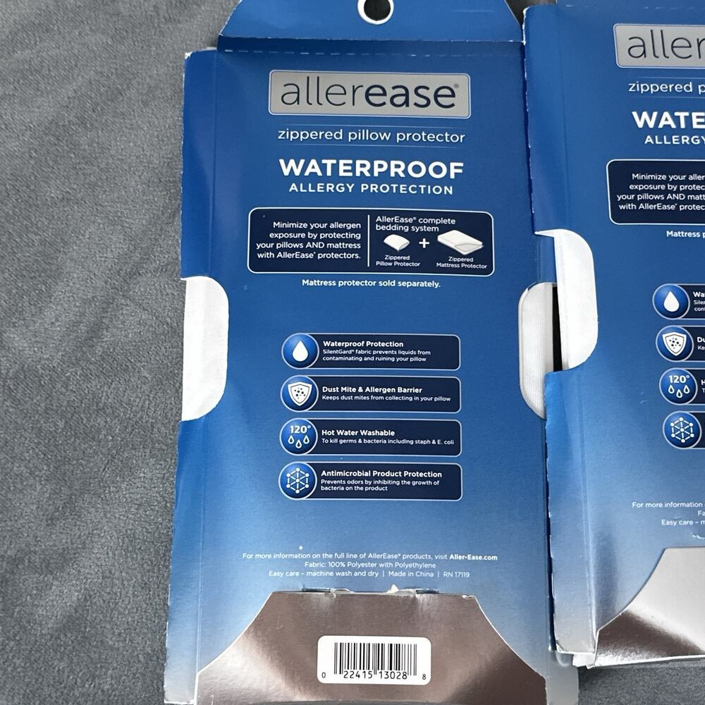 Allerease Zippered Pillow Protector Standard Queen Lot of 3 Waterproof White NWD - Picture 5 of 5